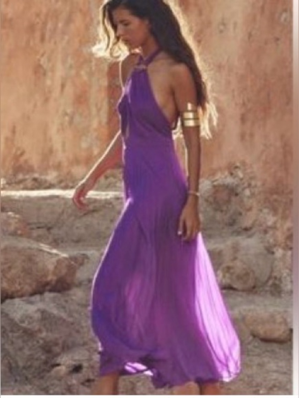 NWT Zara Dress DRESS Sz XL Purple halter pleated SEXY FEMININE BEAUTIFUL